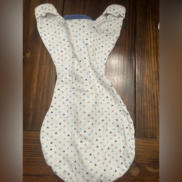 Swaddle Designs White Swaddle with Blue and Gray Accents - Picture 4 of 4